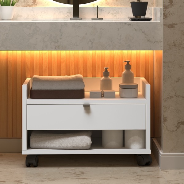 Armário Para Banheiro Prisma Com Nicho E Gaveta - Jm3 Branco