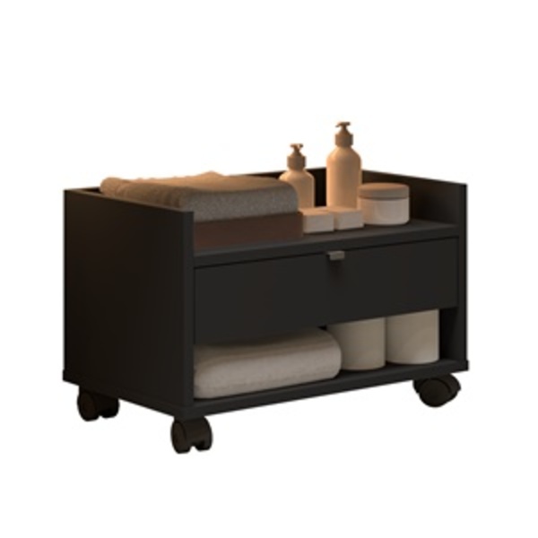 Armário Para Banheiro Prisma Com Uma Gaveta Nicho E Rodízios