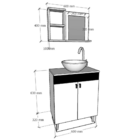 Armário Para Banheiro Suspenso 60cm Com Cuba De Acrílico e Co