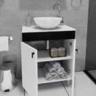 Armário Para Banheiro Suspenso 60cm Com Cuba De Acrílico e Co