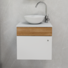 Armário Para Banheiro Suspenso Gabinete Com Cuba 44cm Carvalh