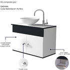 Armário Para Banheiro Suspenso Gabinete Com Cuba 60cm Ônix  B