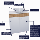 Armário Para Banheiro Suspenso Lavabo 60cm Com Cuba e Com Pés