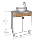 Armário Para Banheiro Suspenso Lavabo 60cm Com Cuba e Com Pés