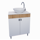 Armário Para Banheiro Suspenso Lavabo 60cm Com Cuba e Com Pés