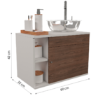 Armário Para Banheiro Suspenso Lavabo Com Cuba 60cm Canela Br