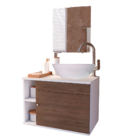 Armário Para Banheiro Suspenso Lavabo Com Cuba 60cm Canela Br