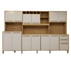 Armário Para Cozinha 13 Portas 2 Gavetas Agata  Cinamomo/off