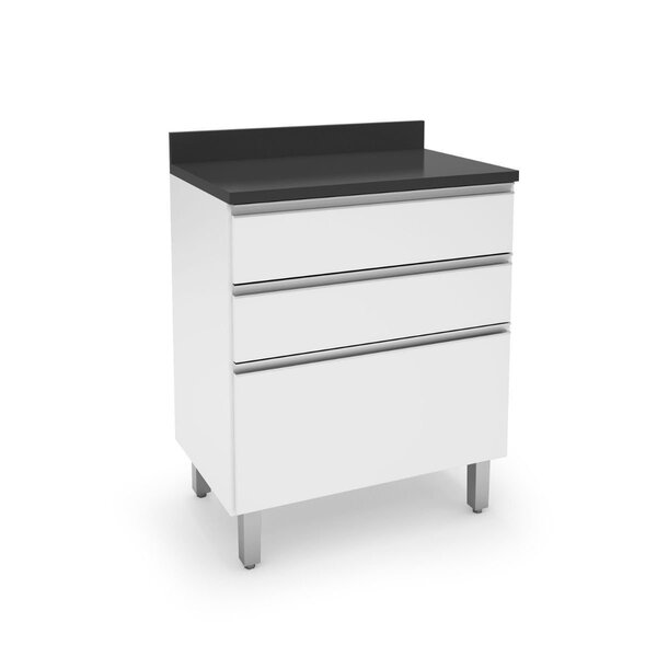 Armário Para Cozinha 2 Gavetas 1 Gavetão Top Class   Branco