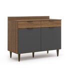 Armário Para Cozinha 2 Portas 2 Gavetas Vittoria Ipê Wood/ Gr