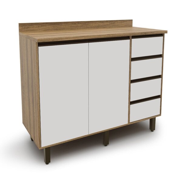 Armário Para Cozinha 2 Portas 4 Gavetas Confort Cinamomo/off-