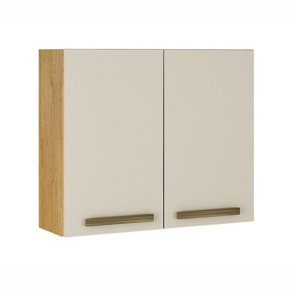 Armário Para Cozinha 2 Portas 80cm Pérola Cinamomo/off White