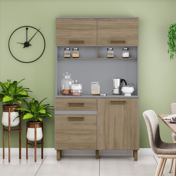 Armário Para Cozinha 4 Portas 1 Gaveta Com Tampo B109 Briz Ci