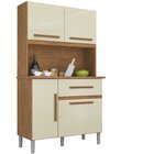 Armario Para Cozinha 4 Portas 1 Gaveta Luiza  Cinamomo/off Wh