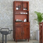 Armário Para Cozinha 4 Portas 2 Gavetas Madeira Maciça Mogano