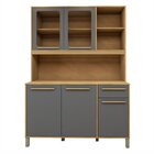 Armário Para Cozinha 5 Portas 1 Gaveta Rubi Cinamomo/grafite