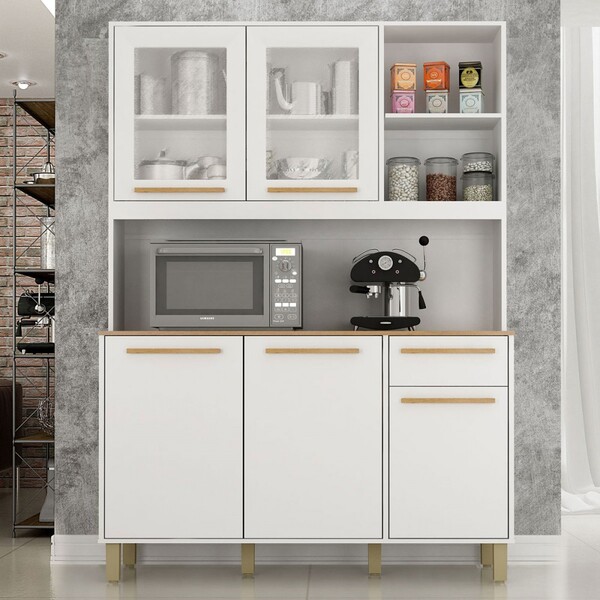 Armário Para Cozinha 5 Portas 1 Gaveta Rubi Gaveta Branco - V