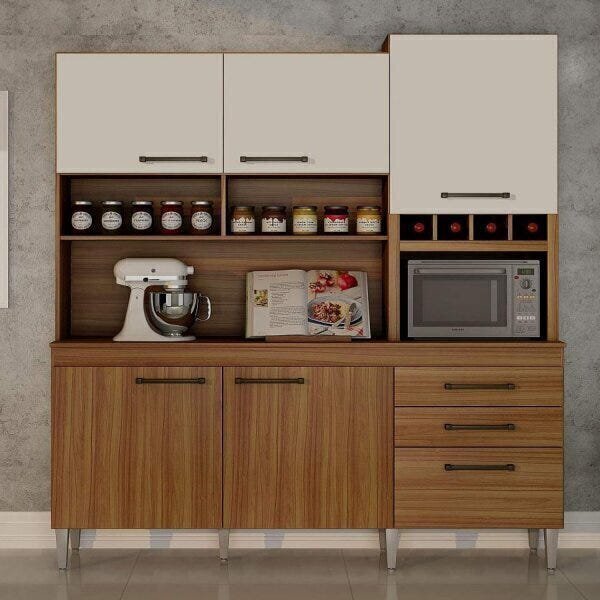 Armario Para Cozinha 6 Portas 2 Gavetas Ebano  Carvalho/offwh