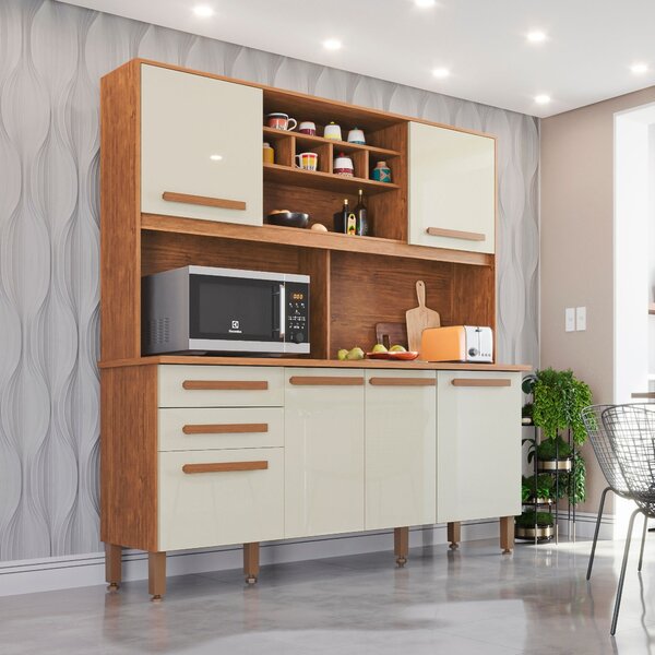 Armário Para Cozinha 6 Portas 2 Gavetas Luna Plus  Cinamomo/o