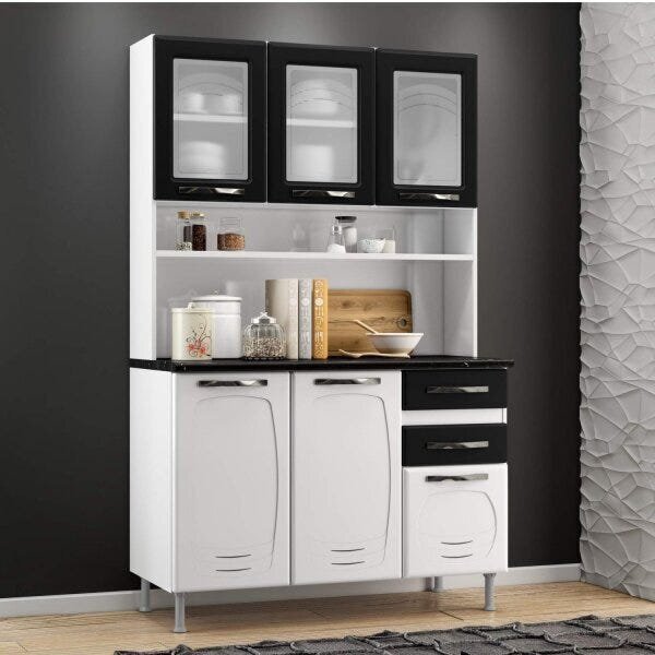 Armário Para Cozinha 6 Portas 2 Gavetas Pérola Telasul Pérola