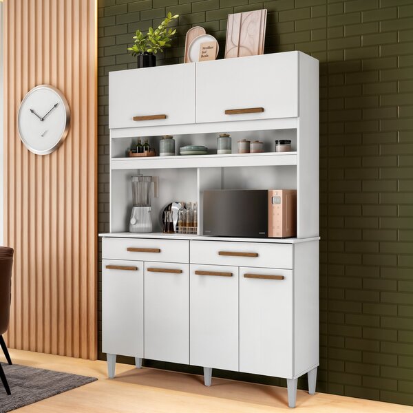 Armário Para Cozinha 6 Portas 2 Gavetas Sao Paulo Branco