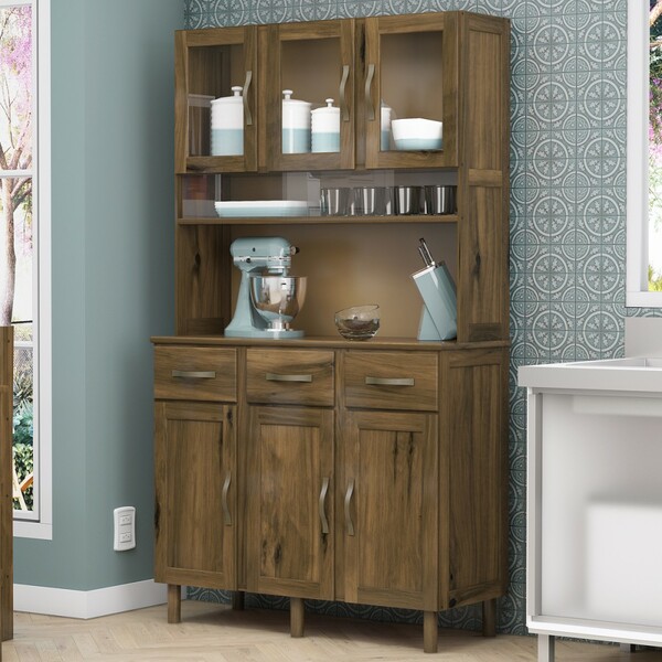 Armário Para Cozinha 6 Portas 3 Gavetas Madeira Maciça Mogano