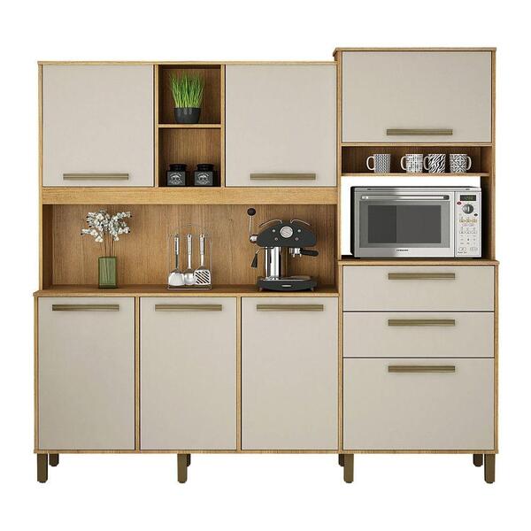 Armário Para Cozinha 7 Portas 2 Gavetas Cinamomo/off White