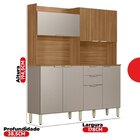 Armário Para Cozinha 7 Portas Pitaya Amêndola / Nude Prime
