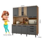Armário Para Cozinha 8 Portas 3 Gavetas Fit Nicioli Carvalho