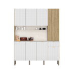 Armário Para Cozinha 8 Portas Riscatto Aroa Freijó Ártico