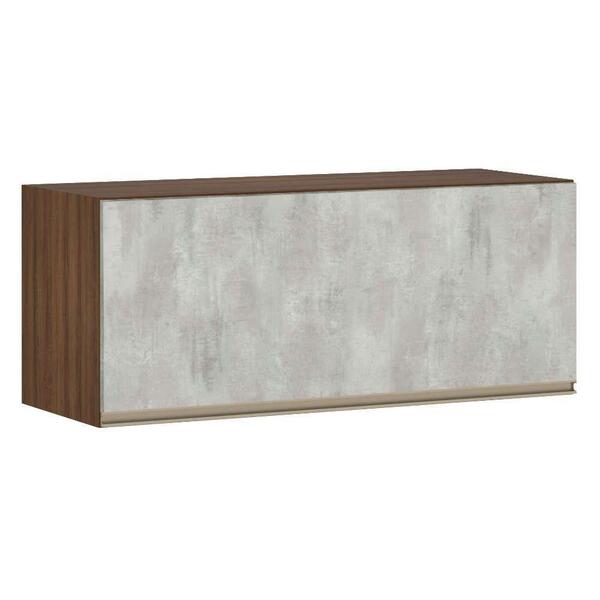 Armário Para Cozinha 90 Cm 1 Porta Dourado Com Concreto