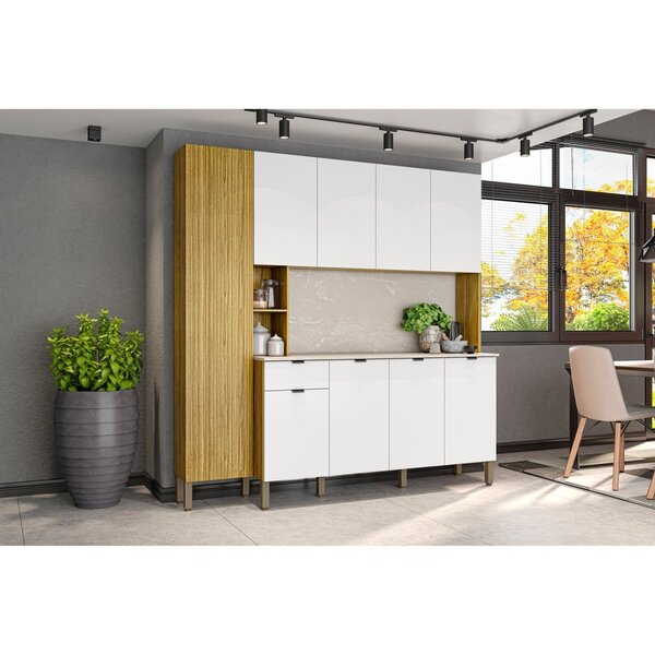 Armário Para Cozinha 9 Portas 1 Gaveta Pulse Freijó/artico/cp