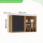 Armário Para Cozinha Aéreo 1 Porta Pérola Cinamomo/preto
