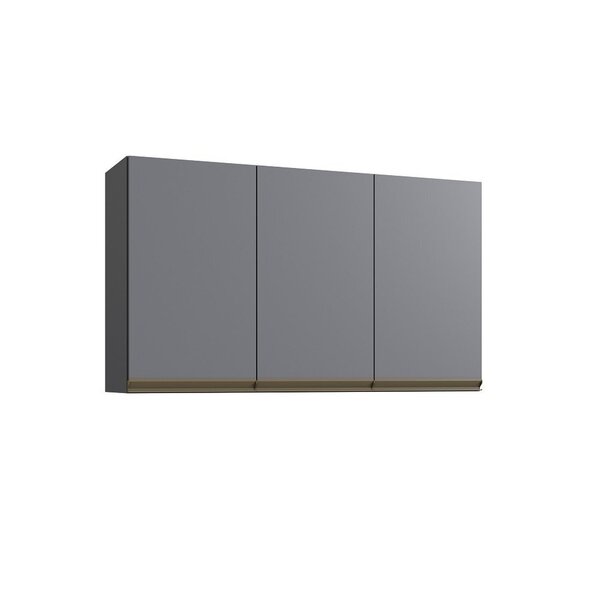 Armário Para Cozinha Aéreo 3 Portas Greta Cinza