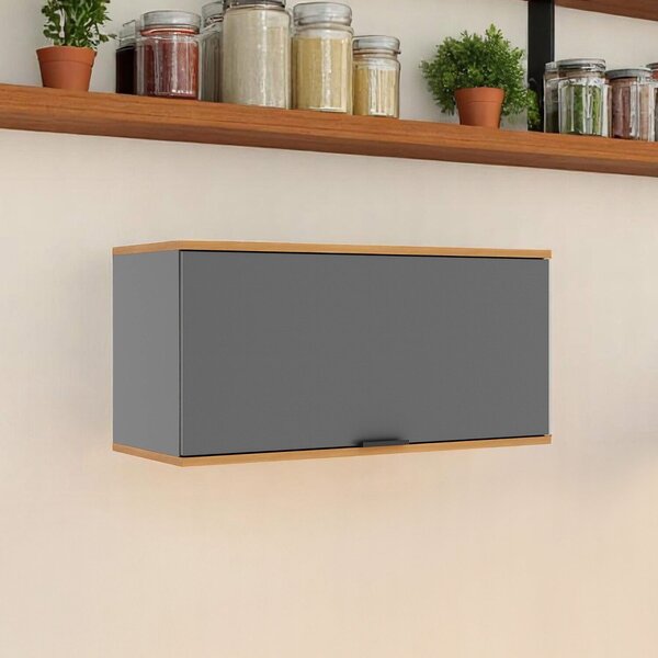 Armário Para Cozinha Aéreo Castanha Cinza / Freijó