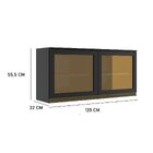 Armario Para Cozinha Aereo Porta De Vidro 120cm Cecilia  Preto