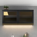 Armario Para Cozinha Aereo Porta De Vidro 120cm Cecilia  Preto