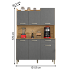 Armário Para Cozinha Com 6 Portas Bolonha Freijó Gris