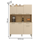 Armário Para Cozinha Com 6 Portas Bolonha Freijó Vanila