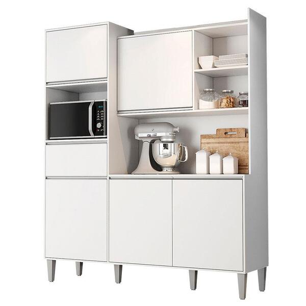 Armário Para Cozinha Kit Isabel Branco Brilho - Ajl