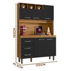 Armário Para Cozinha Pequena 5 Portas 3 Gavetas Nature Preto