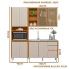 Armário Para Cozinha Pequena Modulado 3 Peças Nature Off Whit