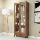 Armário Para Escritório 100% Mdf 2 Portas De Vidro 1 Gaveta 3