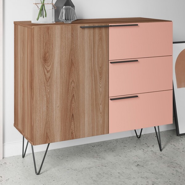 Armário Para Escritório 1 Porta 3 Gavetas Castanho/ades Coral