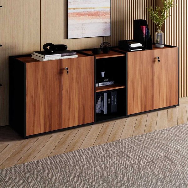 Armário Para Escritório 200cm Com 4 Portas Tampo Embutido E N