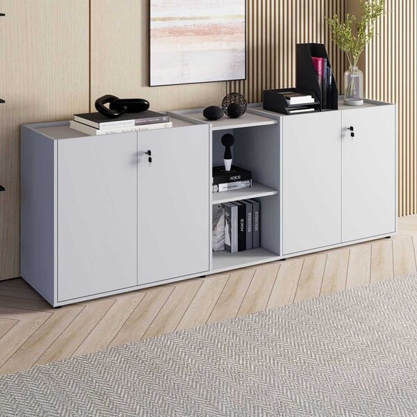 Armário Para Escritório 200m Com 4 Portas Tampo Embutido E Ni