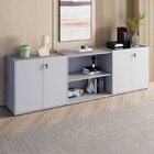 Armário Para Escritório 240cm Com 4 Portas Nicho E Tampo Embu