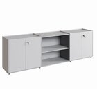 Armário Para Escritório 240cm Com 4 Portas Nicho E Tampo Embu