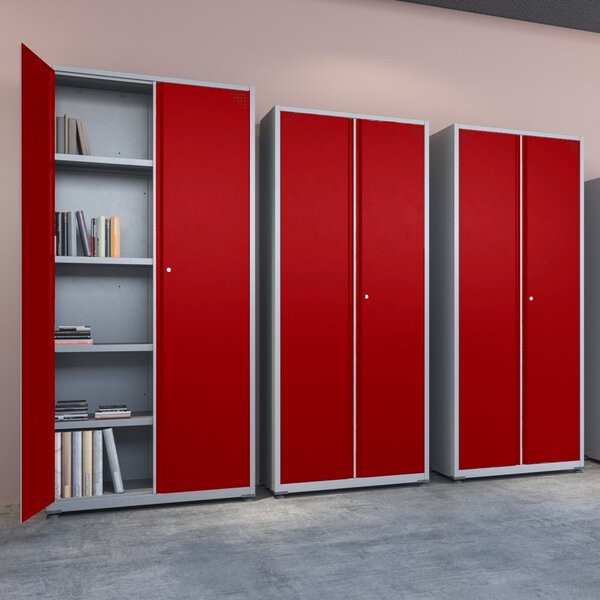 Armário Para Escritório 2 Portas 4 Prateleiras Aço Ap402sl  D