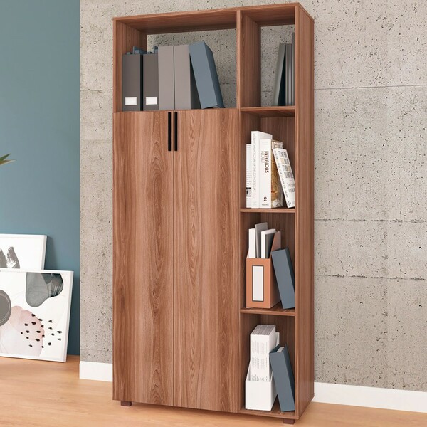 Armário Para Escritório 2 Portas 4 Prateleiras Castanho Bam 1